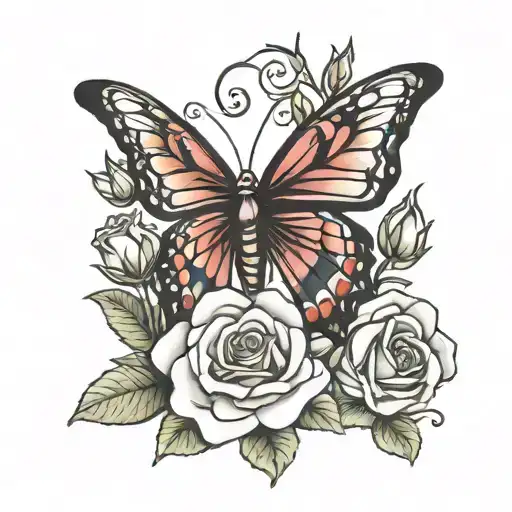 Fairy Butterfly Sitting On Rose
