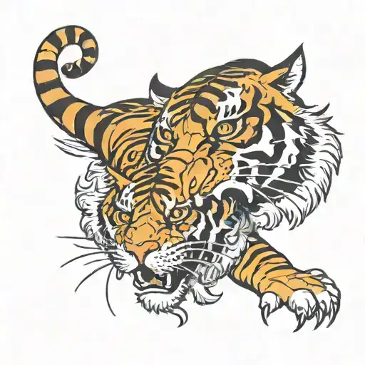 Tiger Clawing Through Chest