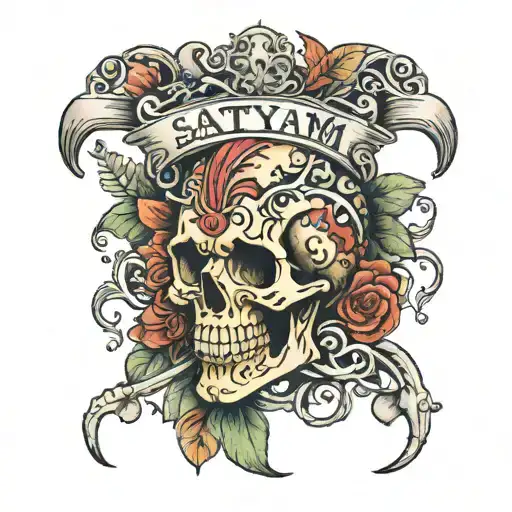 Skull And Name Satyam