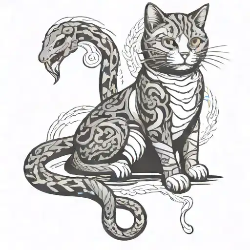 Cat And Snake As One Animal