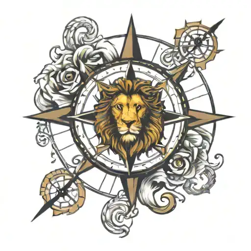 Lion Compass Anchor Surrounded