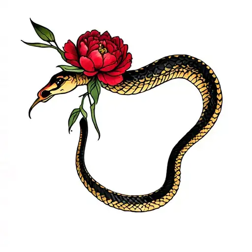 Red Peonies With Snake Wrapped