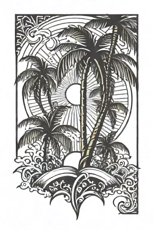 Palm Tree And Sun Rays