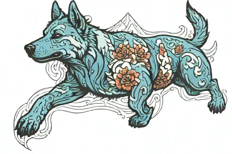 Blue Cattledog Surrounded My Mountain Range