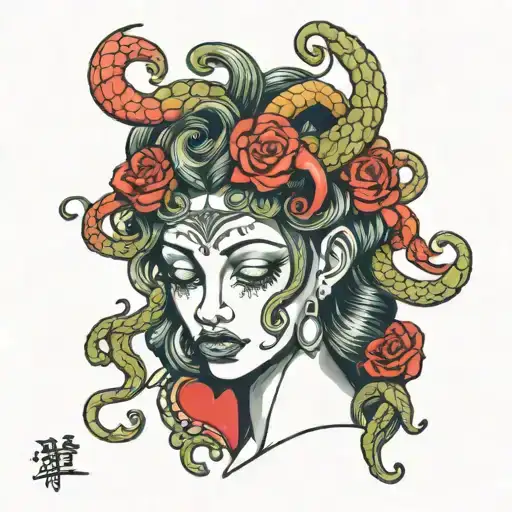 Medusa Holding A Heart To Her Face While Crying