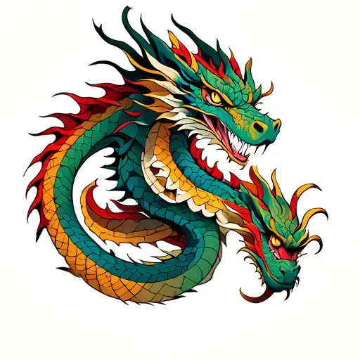 Dragon Wrapped On Shoulder And Neck