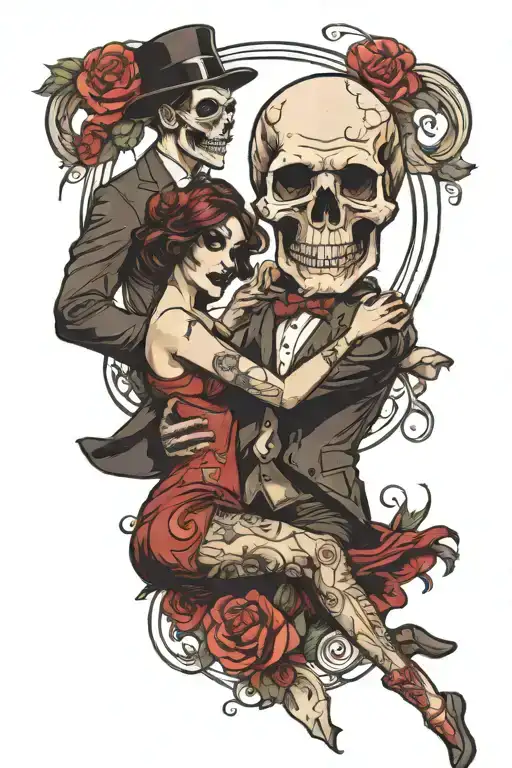 Girl That Dancing With A Skull Guy Well Dressed