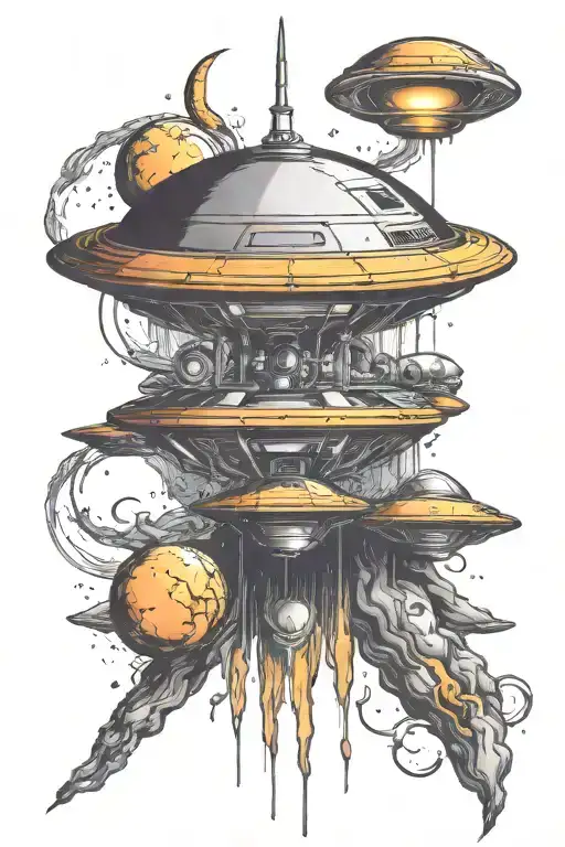 Ufo Floatinf In Space