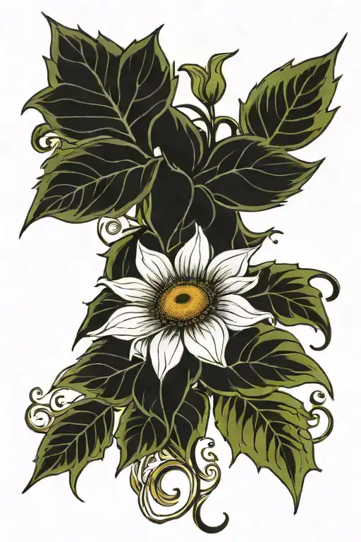 Sunflower With A Lilly And Morning Glory Vine