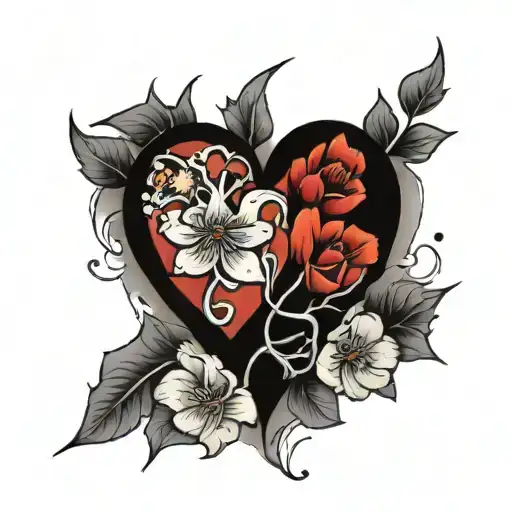 A Broken Heart With Flowers Emerging