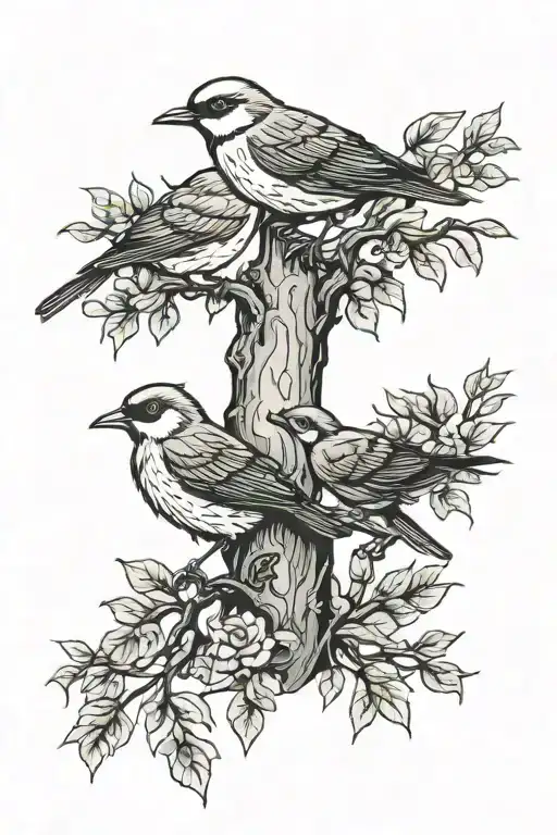 Birds In Tree