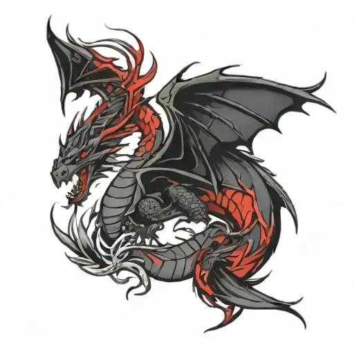 Dragon Black And Red Colors