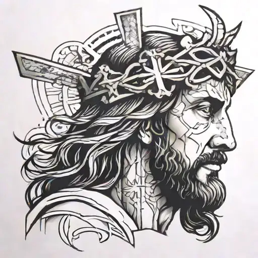Face Of Jesus With Crosses Underneath