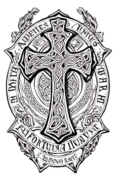 Celtic Cross And Words Audentes Fortuna Iuvat