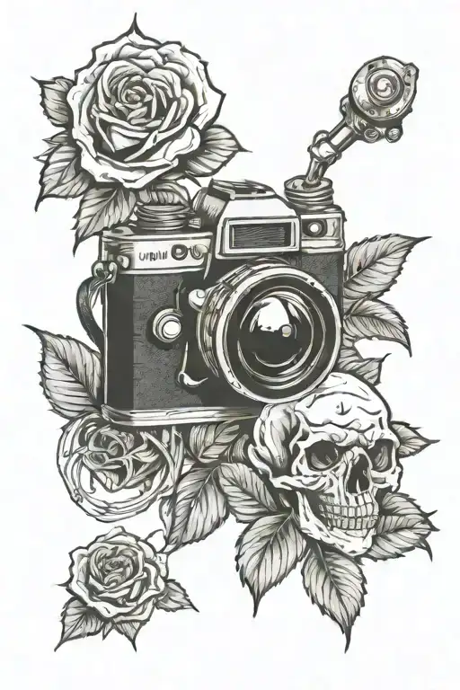 Skull Roses And Camera Lens Transforming