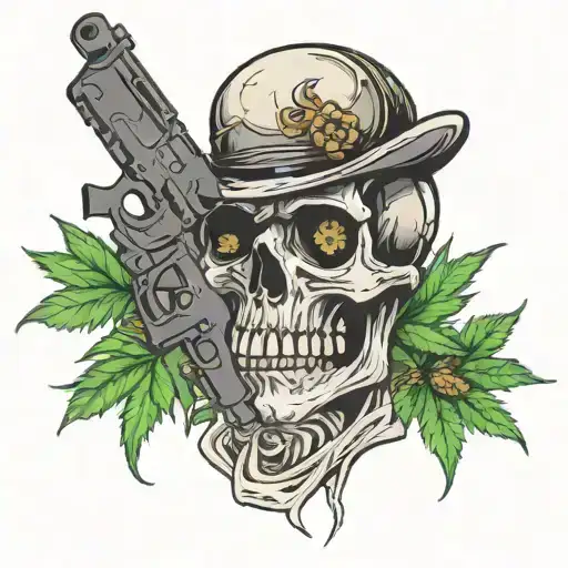 Skull Holding Weed And Gun Morphing