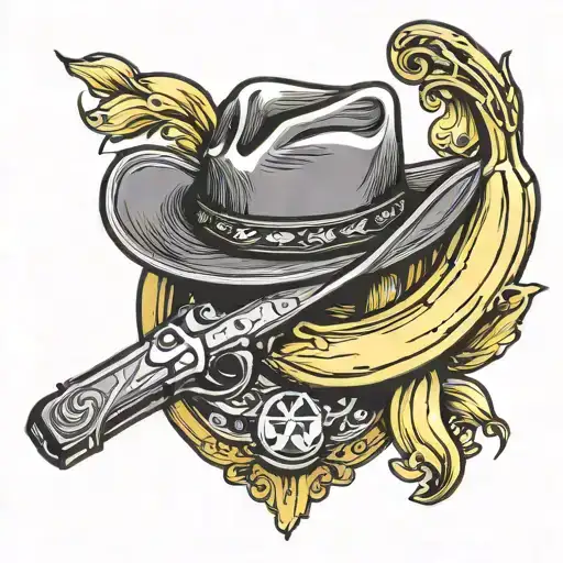 Banana With Cowboy Hat And A Holster
