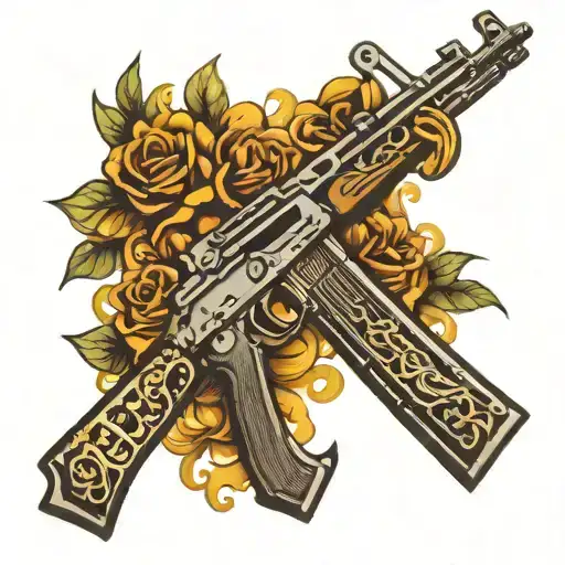 Death Before Dishoner In Calligraphy Lettering In The Shape Of An Ak47 Rifle
