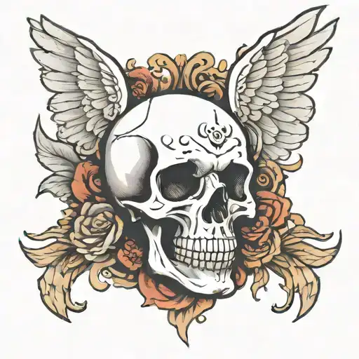 White Skull With Wings