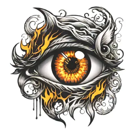 Emotional Eye With Fire Coming Together