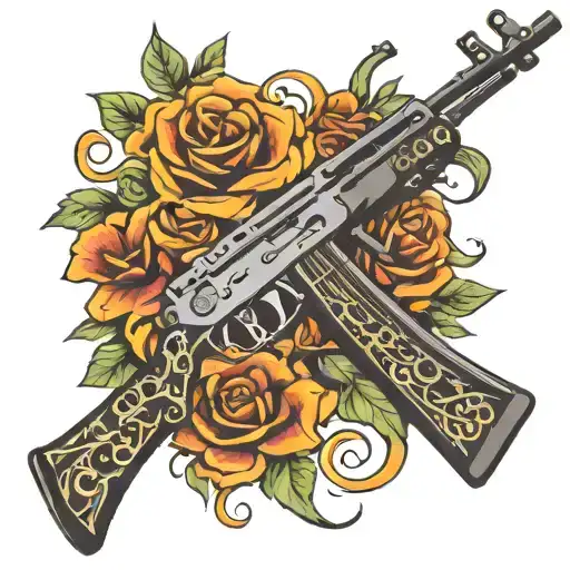 Death Before Dishoner In Calligraphy Lettering In The Shape Of An Ak47 Rifle
