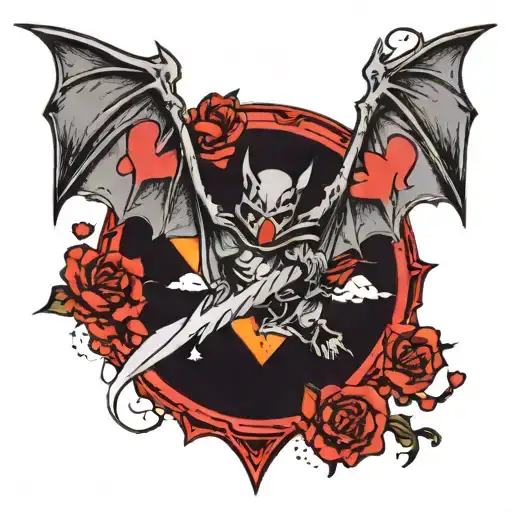 Lightning Sleeve With Bat And Red Hearts