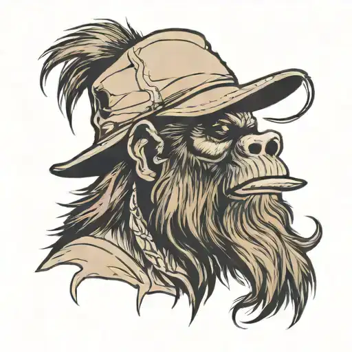 Bigfoot Head Wearing A Trucker Hat On His Head