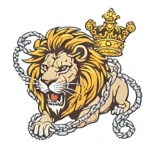 Chained Lion Wearing A Crown