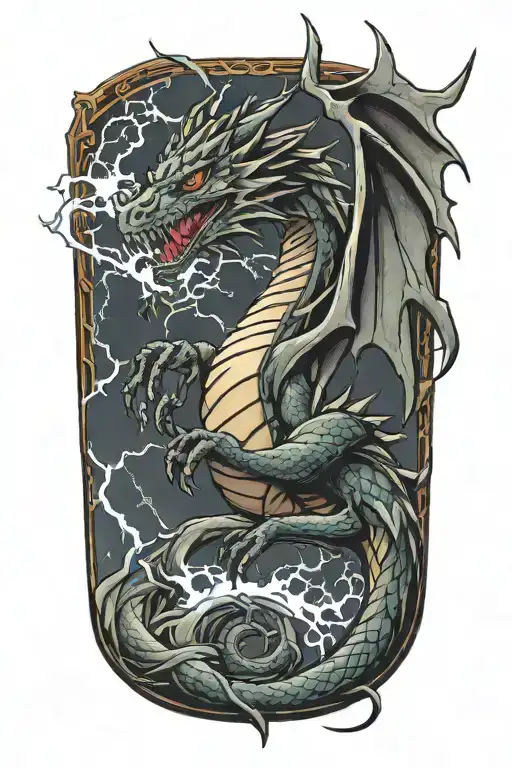 Dragon Wrapped Around A Lightning Storm