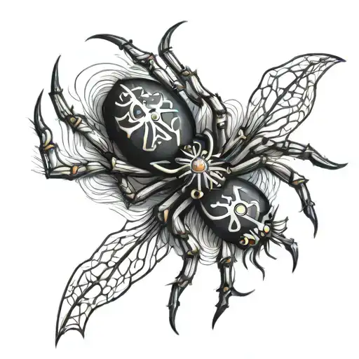 Spider With Russian Cross On Its Abdomen Being