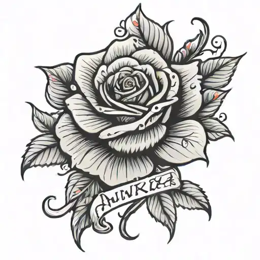 Rose With The Name Annika Written With The Stem