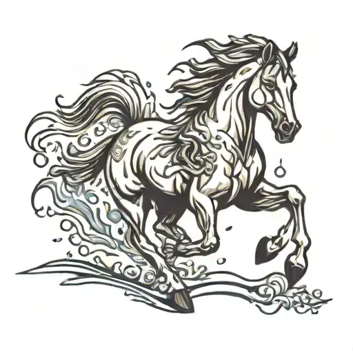 Horse Galloping In Water