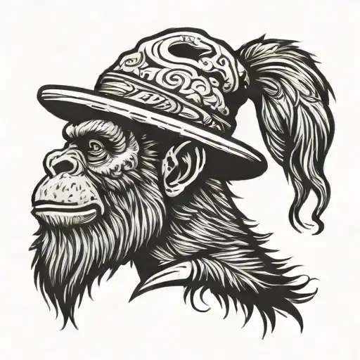Bigfoot Head With Hat On His Head