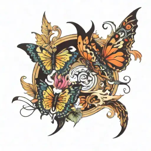 Butterflies And Dragon Flying