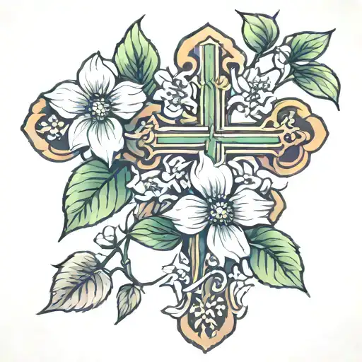 Christian Cross Dogwood Flowers