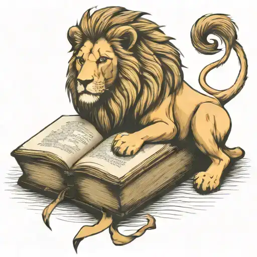 Lion Headlying On Bible