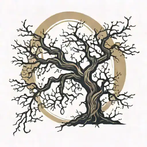 Twisting And Dying Tree And Eclipse