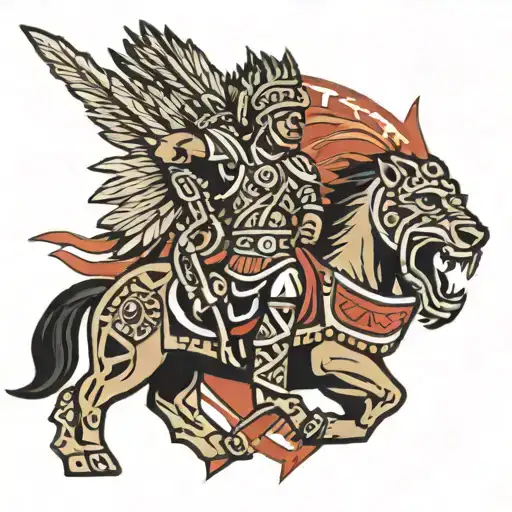 Aztec Warrior In The Outline Of Arizona State Outline