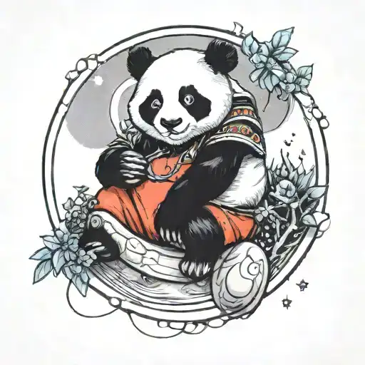 Panda Sitting On A Moon