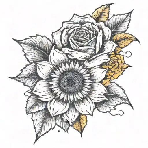 Sunflower Chain With A Yellow Rose In The Middle