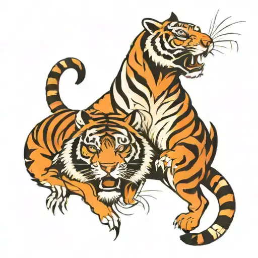 Tiger And Scorpion Circling Each Other