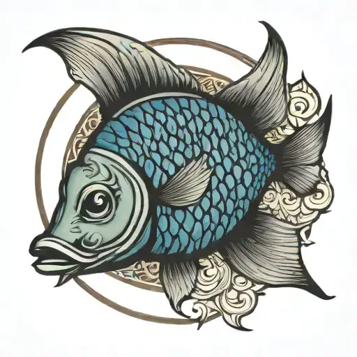 Round Border With Fish Skin