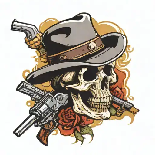 Death Cowboy Skull Revolver