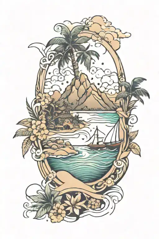 Island And Beach Tatoo