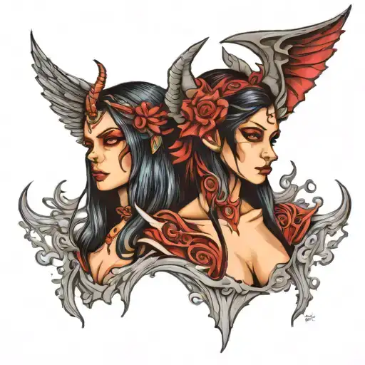 Shoulder Angel And Demon Girl