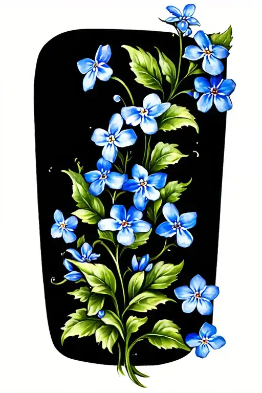 Scrolling Vine Tattoo With Blue Forget Me Nots