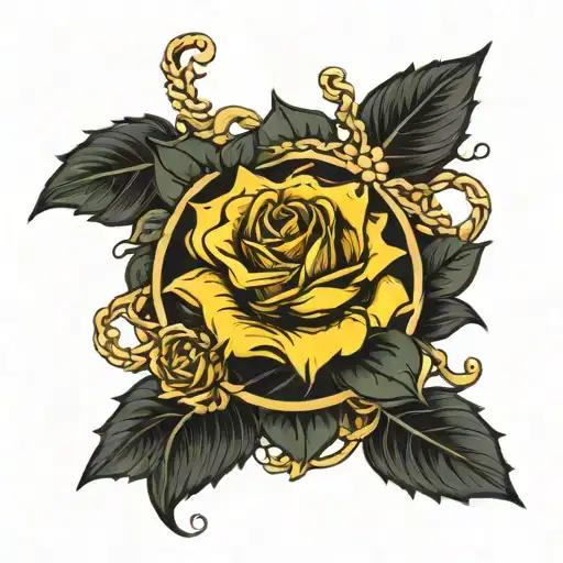 Sunflower Chain In The Style Of A Daisy Chain And A Yellow Rose In The Middle