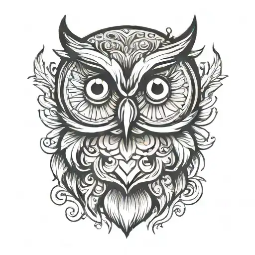 Cartoon Owl Face Surrounded