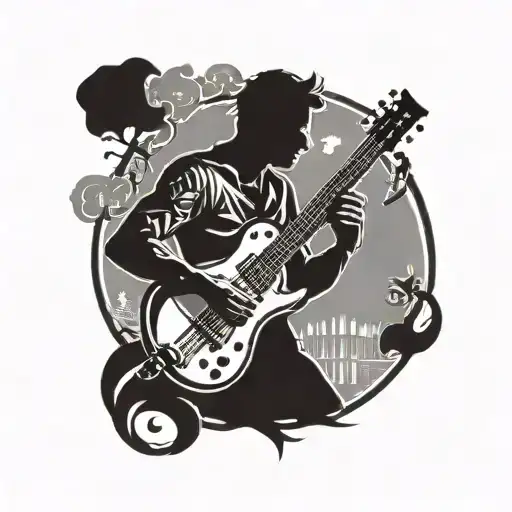 Silhouette Of Man Holding Guitar