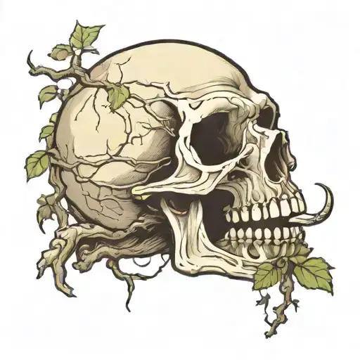 Skull With Tree Roots Coming From Mouth